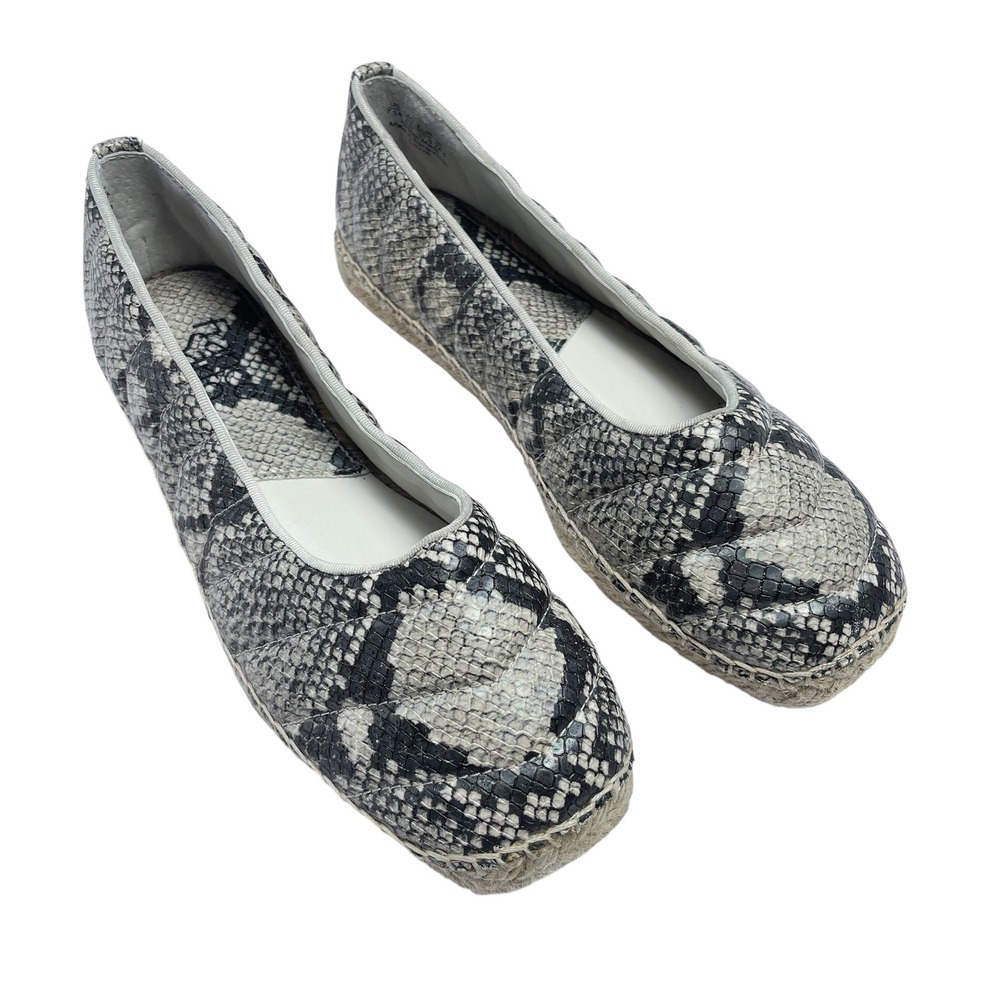 Franco Sarto Womens Kiya Espadrille Snakeskin Platform Slip Ons Square Toe 7.5